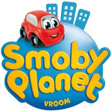 Seturi de mașinuțe - Set simulator electronic V8 Driver Smoby cu sunet, cu lumină şi garaj cu două etaje Vroom Planet cu 2 maşinuţe_14