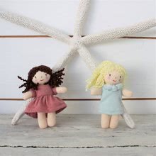 Punčke iz cunj - Punčka iz cunj Mini Mimi Doll Threadbear 12 cm iz mehke pletenine iz bombaža z rjavimi lasmi_0