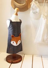 Zástěry pro děti - Zástěra pro děti Liška Fox Linen Cotton Apron ThreadBear z bavlny jemně šedá od 3–8 let_2