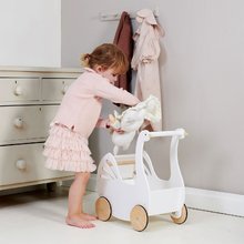 Drewniane wózki dla lalek - Wózek drewniany Łabędź Sweet Swan Pram Tender Leaf Toys z tekstylną poduszką i kołderką dla36 cm lalki, od 18 miesiąca_1