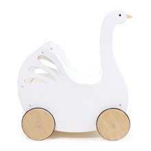 Leseni vozički za dojenčke - Leseni voziček labod Sweet Swan Pram Tender Leaf Toys z tekstilno blazino in odejico za 36 cm dojenčka od 18 mes_3