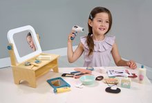 Fajátékok szerepjátékhoz - Fa fodrászat játékbabának Hair Salon Tender Leaf Toys forgatható tükörrel és 18 kiegészítővel_1