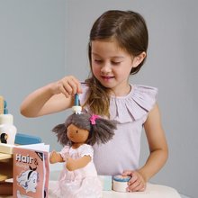 Drevené hry na povolania - Drevený kadernícky salón pre bábiku Hair Salon Tender Leaf Toys s otočným zrkadlom a 18 doplnkami_3