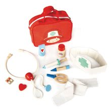 Jocuri din lemn pentru profesii - Geantă medicală roșie Doctors and Nurses Tender Leaf Toys cu instrumente medicale din lemn cu 12 părți_0