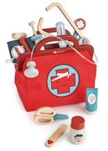 Jeux en bois pour les métiers - Sac médical en bois Doctor's Bag Tender Leaf Toys Avec des fournitures médicales un masque et des pansements_3
