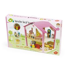 Fa babaházak  - Fa babaház Pink Leaf House Tender Leaf Toys 22 részes forgatható teljes felszereléssel és 4 figurával_2