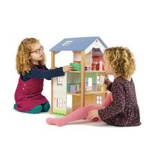 Drvene kućice za lutke - Drvena kućica za lutku Bluebird Villa Tender Leaf Toys 15 dijelova otvoreni stil s kompletnim namještajem_1