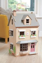 Drevené domčeky pre bábiky - Drevený mestský domček pre bábiku Foxtail Villa Tender Leaf Toys 12 dielov vybavený s nábytkom výška 71 cm_0