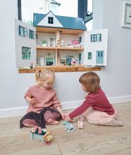 Dřevěné domky pro panenky - Dřevěný domeček pro panenku Dovetail House Tender Leaf Toys ultra stylový se 6 pokoji a parketami bez nábytku a postaviček_5