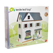 Dřevěné domky pro panenky - Dřevěný domeček pro panenku Dovetail House Tender Leaf Toys ultra stylový se 6 pokoji a parketami bez nábytku a postaviček_9