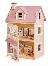 Lesene hišice za figurice - Lesena mestna hiška za figurice Foxtail Villa Tender Leaf Toys rožnata 12 delov s pohištvom višina 71 cm_3