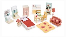 Drvene kućice za lutke - Drvena gradska kućica za figurice Foxtail Villa Tender Leaf Toys ružičasta 12 dijelova s namještajem visina 71 cm_0