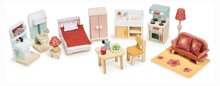 Case in legno per bambole - Drevený mestský domček pre bábiku Foxtail Villa Tender Leaf Toys ružový 12 dielov s nábytkom výška 71 cm TL8128_1