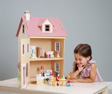 Dřevěné domky pro panenky - Dřevěný městský domeček pro panenku Foxtail Villa Tender Leaf Toys růžový 12 dílů s nábytkem výška 71 cm_3