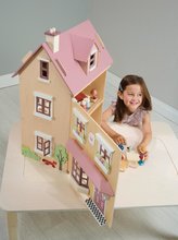 Dřevěné domky pro panenky - Dřevěný městský domeček pro panenku Foxtail Villa Tender Leaf Toys růžový 12 dílů s nábytkem výška 71 cm_4