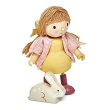 Lesene hišice za figurice - Lesena figurica deklica z zajčkom Amy And Her Rabbit Tender Leaf Toys v pletenem puloverju_0