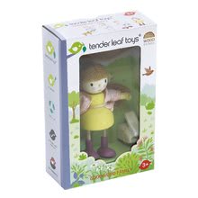 Drewniane domki dla lalek - Drewniana postać dziewczynki z króliczkiem Amy And Her Rabbit Tender Leaf Toys w plecionym swetrze_1