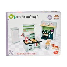 Fa babaházak  - Fa konyhabútor Dovetail Kitchen Set Tender Leaf Toys 6 darabos készlet komplett felszereléssel_0