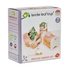 Drevené domčeky pre bábiky - Drevená izba pre bábätko Dovetail Nursery Set Tender Leaf Toys s postavičkou v dupačkách_3
