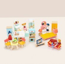 Drewniane domki dla lalek - Rodzina drewniana 4 postacie Doll Family Tender Leaf Toys z ruchomymi rękami i nogami_2
