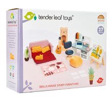 Fa babaházak  - Fa diák bútor Dolls House Study Furniture Tender Leaf Toys teljes bútorkészlet és kiegészítők_1
