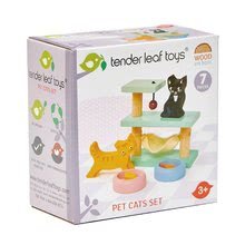 Case in legno per bambole - Gattini in legno Pet Cats Set Tender Leaf Toys con angolo giochi e ciotole_0