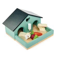 Maisons de poupées en bois - Lapins en bois dans la maison Pet Rabit Set Tender Leaf Toys avec carotte_0
