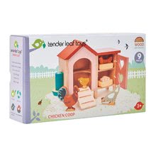 Drvene kućice za lutke - Drveni kokošinjac s kokošima Chicken Coop Tender Leaf Toys s ljestvama i jajima_1