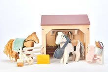 Drevené domčeky pre bábiky - Drevená stajňa s koňmi The Stables Tender Leaf Toys s dekou a doplnkami_1