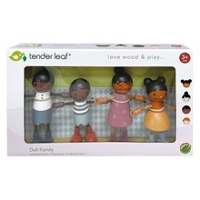 Maisons de poupées en bois - Famille en bois multiculturelle Poupée Famille Oiseau Mouche Tender Leaf Toys 4 figurines avec des membres mobiles_0