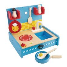 Bucătării de jucărie din lemn - Bucătărie de jucărie din lemn Pop Up and Pack Away Tender Leaf Toys set cu 8 bucăți cu aragaz și chiuvetă_0