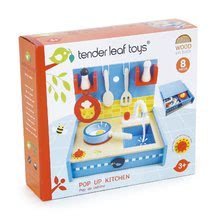 Lesene kuhinje - Lesena kuhinja Pop Up and Pack Away Tender Leaf Toys 8-delni set s kuhalno desko in koritom_0