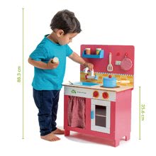 Bucătării de jucărie din lemn - Bucătărie de jucărie din lemn Cherry Pie Tender Leaf Toys Creative Play set cu 9 bucăți cu aragaz chiuvetă și accesorii_1