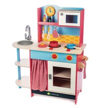 Dřevěné kuchyňky - Dřevěná kuchyňka Grand Kitchen Tender Leaf Toys 10 doplňků s mikrovlnkou a hodinami_1