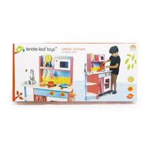 Dřevěné kuchyňky - Dřevěná kuchyňka Grand Kitchen Tender Leaf Toys 10 doplňků s mikrovlnkou a hodinami_2