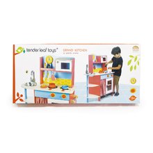 Fa játékkonyhák - Fa játékkonyha Grand Kitchen Tender Leaf Toys 10 kiegészítővel, mikrohullámú sütővel és órával_2