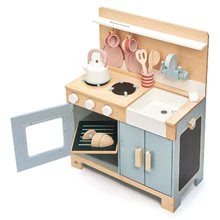 Dřevěné kuchyňky - Dřevěná kuchyňka s chlebem Home Kitchen Tender Leaf Toys s čajníkem, šálky a nádobím_0