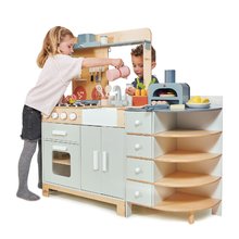 Dřevěné kuchyňky - Dřevěná kuchyňka s pecí na pizzu La Fiamma Grand Kitchen Tender Leaf Toys s bohatou výbavou a rozšířeným pultem 101 cm výška_2