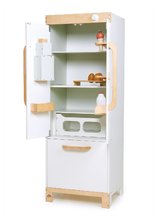 Cuisines en bois - Réfrigérateur en bois à double porte Tender Leaf Toys avec un coffre de rangement et une production de glaçons de 101 cm de hauteur_0