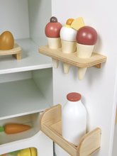 Dřevěné kuchyňky - Dřevěná chladnička dvoukřídlová Refridgerator Tender Leaf Toys s úložným boxem a výroba ledu 101 cm výška_1