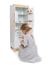 Dřevěné kuchyňky - Dřevěná chladnička dvoukřídlová Refridgerator Tender Leaf Toys s úložným boxem a výroba ledu 101 cm výška_4