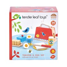 Drewniane kuchnie - Toster&Egg Tender Leaf Toys z drewna z jajkiem 14 dodatków z pączkującymi bułeczkami_1