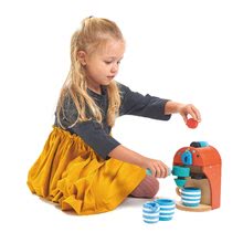 Spielküchen aus Holz - Espressomaschine aus Holz Tender Leaf Toys 10-teiliges Set mit 5 Kapseln 2 Tassen und einem Milchbehälter_0