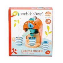 Fa játékkonyhák - Fa kávéfőző Espresso Tender Leaf Toys 10 darabos készlet 5 kapszulával 2 csészével és tejtartóval_1
