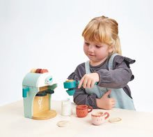 Drewniane kuchnie - Drewniany ekspres do kawy Cappuccino Babyccino Maker Tender Leaf Toys z dwiema filiżankami i ciasteczkami oraz mlekiem_1