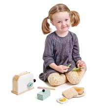 Bucătării de jucărie din lemn - Prăjitor de pâine din lemn cu avocado Breakfast toaster set Tender Leaf Toys felii de pâine prăjită, ou și accesorii_0