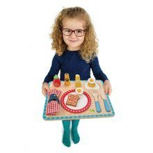 Fa játékkonyhák - Fa tálca reggelivel Breakfast Tray Tender Leaf Toys 12 darabos készlet tányérral és evőeszközökkel_1