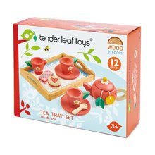 Bucătării de jucărie din lemn - Tavă din lemn cu set de ceai Tea Tray Tender Leaf Toys set cu 12 bucăți cu canceu de ceai și prăjituri_0