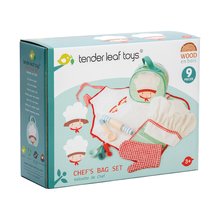 Drvene kuhinje - Kuharska torbica s pregačom Chef's Bag Tender Leaf Toys 9-dijelni set s drvenim i tekstilnim dodacima_1