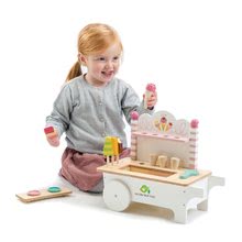 Dřevěné kuchyňky - Dřevěný zmrzlinářský vozík Ice Cream Cart Tender Leaf Toys na kolečkách, 15 dílů s nanuky a zmrzlinou_1